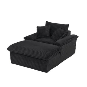English Elm 51.97 modern cushioned compression single seat sofa with oversized footrest deep plush seating for comfort and support Black W3396P330952