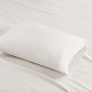 JLA Home Croscill - 500TC Egyptian Cotton Sateen Sheet Set — 500-thread Luxury, Baratta Stitch Hem, Breathable & Durable White CCS20-002