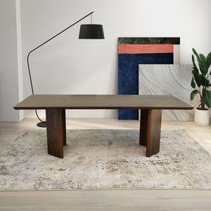 English Elm Alden Solid Wood Dining Table Japandi Walnut Grain Seats Six Artisan Crafted B183S00103