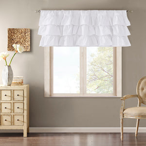 JLA Home Madison Park - Cotton Vintage-Inspired Oversized Ruffle Valance in Crisp White — Soft Cotton Voile, Rod Pocket Elegance MP41-5174
