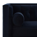 English Elm Jack 84" Modern Tuxedo Tufted Sofa, Dark Navy Blue Performance Velvet