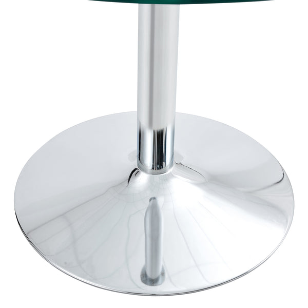 English Elm A Round Tempered Glass Dining Table with Silver Legs Seats Six in Modern Style W1151S03483