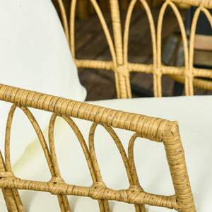 English Elm Outsunny 3-Piece Outdoor Bistro Set With Rocking Chairs & Glass Table, Cream Cushions, Durable Rattan W2225P200380-GIGA