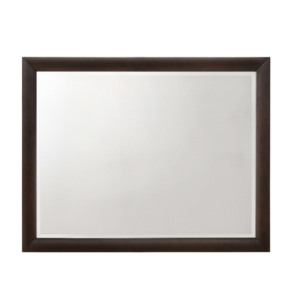 English Elm Tablita Dark Merlot Finish Dresser Mirror - 41x31" Beveled Rectangular Wall Mirror, Burgundy Elegance B2726P244348
