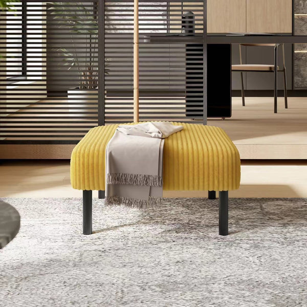 English Elm UNITED Corduroy Ottoman Footstool with Sturdy Frame, Soft Padded Seat, Versatile Living Room Stool Yellow W1568P307255