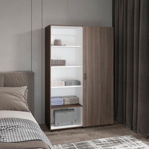 English Elm Eco 72" High 6-Tier Shelf Cabinet Armoire with Two Hanging Rods, Five Shelves, Mobile Storage Unit Multi 79.37 L x 22.83 W x 4.33 H B070S00350