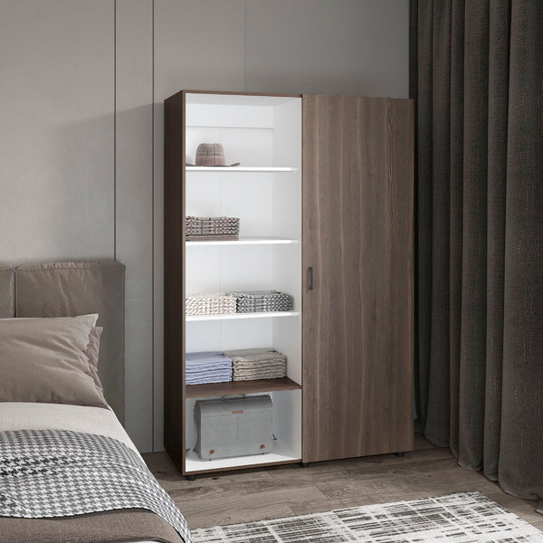 English Elm Eco 72" High 6-Tier Shelf Cabinet Armoire with Two Hanging Rods, Five Shelves, Mobile Storage Unit Multi 79.37 L x 22.83 W x 4.33 H B070S00350