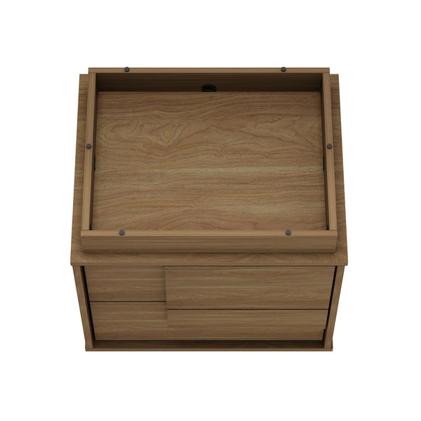 English Elm Horizon 22" Nightstand with Push-to-Open Drawers, Whitewashed Wood Grain, Sleek Handle-Free Design Maple B365P398188