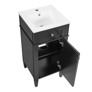 English Elm 16-inch French Style Freestanding Vanity Set with Ceramic Sink and Soft Close Cabinet Black N710P405388B