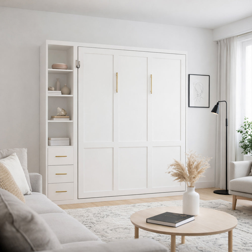 English Elm Diy Queen Murphy Bed with Integrated Workspace Desk for Studio and Home Office W5290S00002
