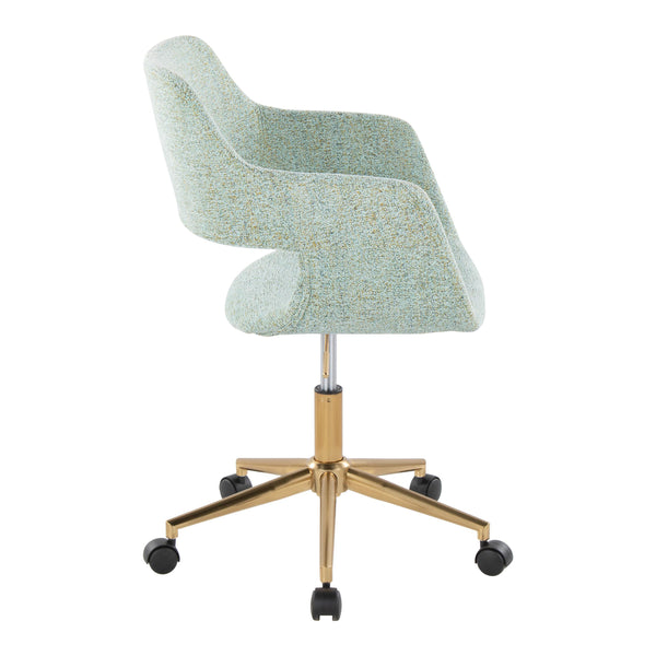 English Elm Margarite Contemporary Task Chair - Chic Light Green Fabric & Gold Metal Base For Home Office Style B202P223905