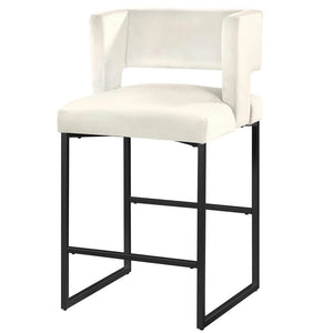 English Elm Modern Glam Counter Stools Set of 2 Velvet Cushioned Seats with Gold Metal Legs Black+Cream B011P423331