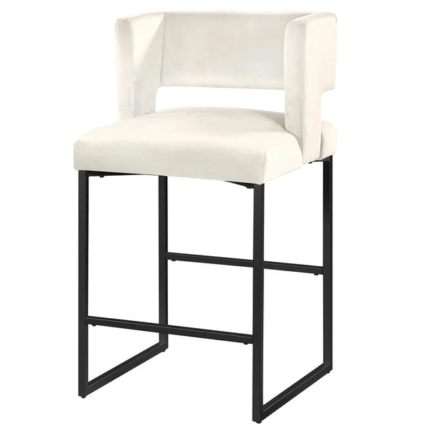 English Elm Modern Glam Counter Stools Set of 2 Velvet Cushioned Seats with Gold Metal Legs Black+Cream B011P423331