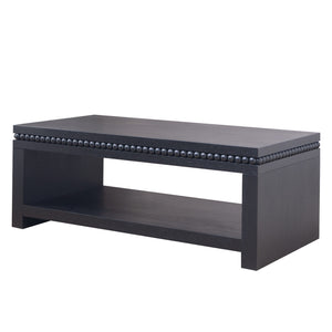 English Elm Modern Black Coffee Table With Beaded Trim – 52" Stylish Storage Solution For Contemporary Living Spaces W2729P298165