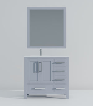 English Elm Dark Grey Bath Vanity Set With Cultured Marble Countertop, Chrome Faucet & Stylish 34" Mirror B2731S01330