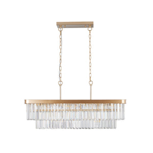 English Elm Chandeliers,Rectangular Crystal Chandelier Adjustable Modern Industrial Iron Frame Pendant Light for Kitchen Dining Room Bedroom PMID Gold W2312P368691