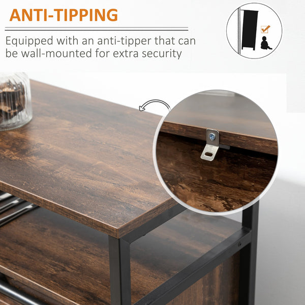 English Elm Homcom Rustic Industrial Sideboard Buffet Cabinet With Sliding Barn Doors, Adjustable Shelves & Storage W2225P217418