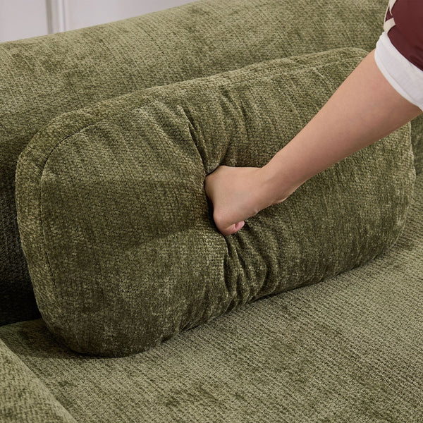 English Elm Modular Chenille Deep Seat Sectional Sofa with Bamboo Frame for Living Room Lounge Green W1829S00069