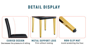 English Elm Set Of 4 Modern Black Pu Leather Backrest Chairs With Gold Metal Legs For Stylish Home Decor W3226P279074-GIGA