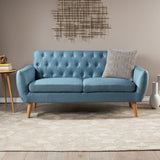 Christopher Knight Home® - Noble House - Bernice Petite Mid Century Modern Tufted Blue Fabric Sofa