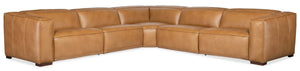 Hooker Furniture Fresco Modular 5-Seat Sectional In Warm Caramel Semi-Aniline Leather With Power Recline & Headrests 134.00 L x 134.00W x 30.50H SS404-5PC4-080