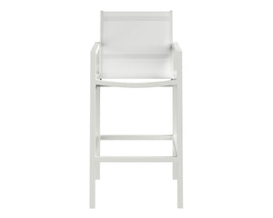 Sunpan Merano Barstool - Modern Aluminum Frame with Breathable Mesh Back for Stylish Comfort and Durability White