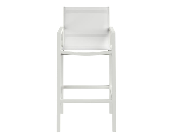Sunpan Merano Barstool - Modern Aluminum Frame with Breathable Mesh Back for Stylish Comfort and Durability White
