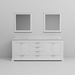 English Elm White Double Bath Vanity 80 in W x 22 in D with White Quartz Counter, Soft-Close Drawers, Mirrors B2731S00815