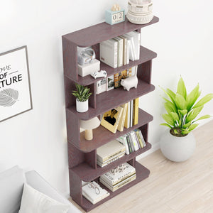 English Elm 31.5" Tall 5-tier Mdf Bookcase Slim Open Shelving Unit for Office Bedroom Living Room Ox Blood Red W2899P444162