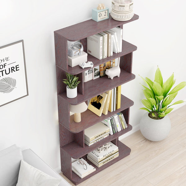English Elm 31.5" Tall 5-tier Mdf Bookcase Slim Open Shelving Unit for Office Bedroom Living Room Ox Blood Red W2899P444162