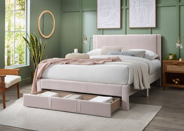 English Elm Contemporary Corduroy Upholstered Full Storage Bed Plush Tufted Headboard Bedroom B011P417517