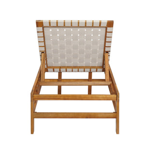 English Elm Christopher Knight Home® - Outdoor Rope Chaise Lounge with Acacia Wood Frame and Adjustable 4-Position Recline for Patio Comfort Teak,White 84.84 L x 29.13 W x 5.78 H N776P288556W