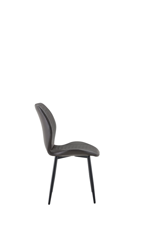 English Elm 4-piece Diamond Quilted Upholstered Dining Chair Set with Sleek Black Metal Legs Black,Dark Gray W1151P458005