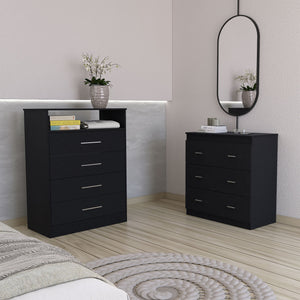 English Elm 2 Piece Bedroom Set Kairo & Capri Dressers Black - Durable Particle Board, Easy Interlock Assembly, Pre-Drilled Holes, Clear Guides B0200S00233