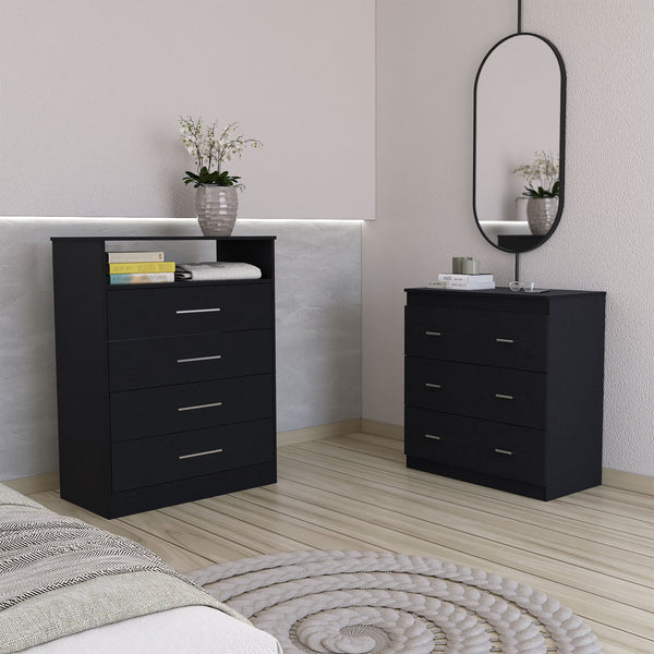 English Elm 2 Piece Bedroom Set Kairo & Capri Dressers Black - Durable Particle Board, Easy Interlock Assembly, Pre-Drilled Holes, Clear Guides B0200S00233