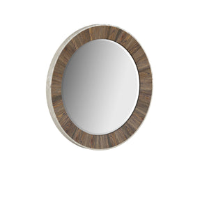 A.R.T. Furniture Stockyard Elegant Beveled Mirror With Metallic Silver Trim - Stylish Wall Decor For Any Space Brown Parrawood Solids,Knotty White Oak Veneers,Glass,Resin 284123-2303