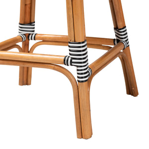 English Elm Modern Bohemian Mahogany Dining Chair with Woven Seagrass Back and Tapered Legs B2750P467790