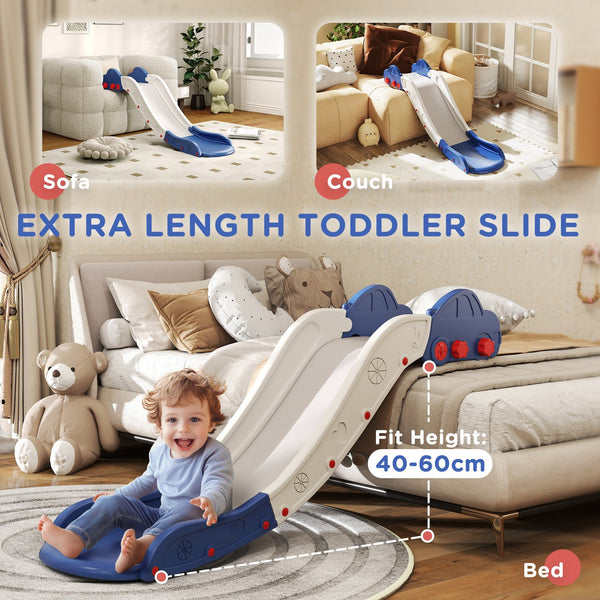 English Elm Qaba 63 Inch Hdpe Indoor Toddler Slide Attaches to Sofa or Bed Safe Fun Blue W2225P249781