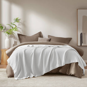 JLA Home Madison Park - Cotton waffle weave blanket — ultra-soft, breathable, OEKO-TEX certified layer for lightweight year-round comfort and durability 90 L x 90 W x 0.25H BR51N-3823