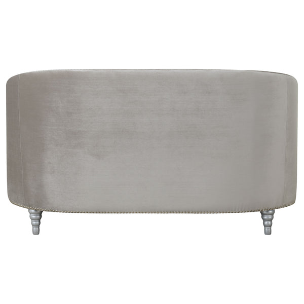 English Elm Colby Grey C-Shaped Tufted Velvet Loveseat with Rhinestone Buttons & Chrome Nailheads for Luxe_rooms (97) B062P357774