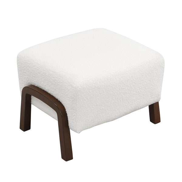 English Elm Christopher Knight Home® - Upholstered Ottoman Set Of 2: Chic White Boucle With Sturdy Wooden Legs For Modern Home Décor N757P303228W