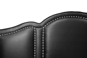 English Elm QUEEN Faux Leather Bed Frame in Black with Solid Wood Frame, 49" Headboard, 13" Footboard — Sleek Modern Design B089S00133