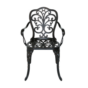 English Elm Vigo Cast Aluminum Outdoor Dining Chairs Ornate Scrollwork Bronze Patio Set of 2 N776P381203C