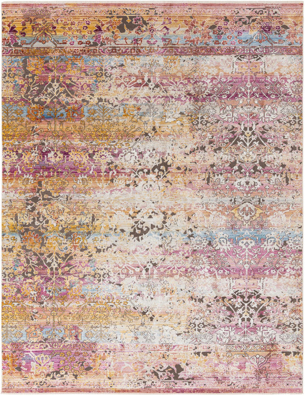 Unique Loom Deepa Arte Machine Made Floral / Botanical Rug Multi, Ivory/Gray/Pink/Violet/Orange/Light Blue/Yellow 9' 0" x 11' 8"