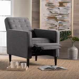 English Elm Christopher Knight Home® - Fabric Recliner Chair Mid-Century Modern Pushback Single Sofa with Tufted Cushion, Birch Legs, Cozy Comfort Gray 60741.00GRY