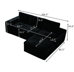 English Elm 104 Inch Corduroy Modular Sectional Sofa Deep Cushioned L Shaped Living Room Couch W5515S00023