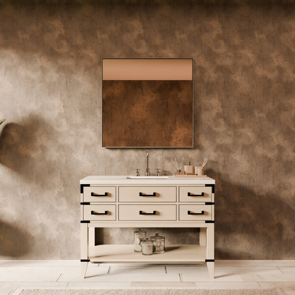 English Elm White Oak Single Bath Vanity Set With Cultured Marble Top, Chrome Faucet & Coordinating Mirror B2731S02110-GIGA