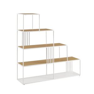 Minimalist Divider Bookshelf with Slats Coastal Oak, White VUO143TBWHCO Walker Edison