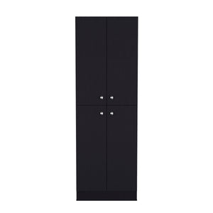 English Elm Lynch 71" Pantry Storage Cabinet Black – 4-Door Freestanding Cupboard, 5 Adjustable Shelves, Multiroom Use B200P188841