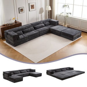 English Elm Compression Modular Sofa Bed - Oversized 4-Seater, No Assembly, Adaptable Designs For Any Space W3723S00041